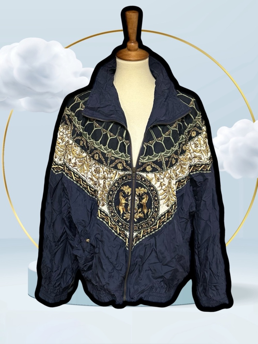 🌈 Stylish Vintage Silk Baroque-Inspired Jacket